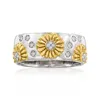Ross-simons Diamond-accented Sunflower Ring In 2-tone Sterling Silver In Silver