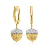 Ross-simons Diamond Acorn Hoop Drop Earrings In 18kt Gold Over Sterling In Gold