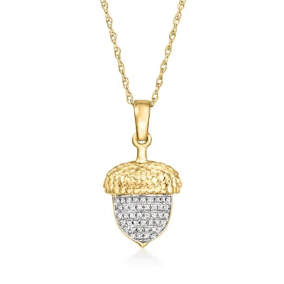 Ross-simons Diamond Acorn Pendant Necklace In 14kt Yellow Gold In Multi