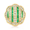 ROSS-SIMONS DIAMOND AND . EMERALD RING IN 14KT YELLOW GOLD