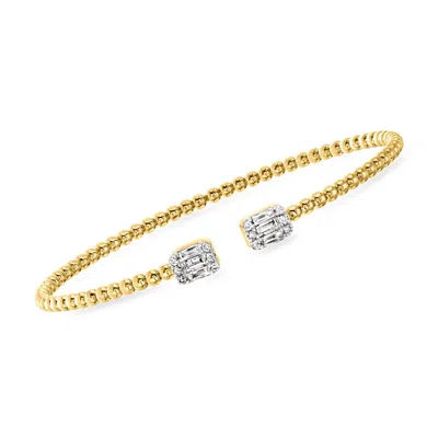 Ross-simons Diamond And 18kt Gold Over Sterling Bead Cuff Bracelet In Multi
