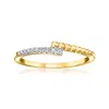 Ross-simons Diamond And 18kt Gold Over Sterling Beaded Bypass Ring In White