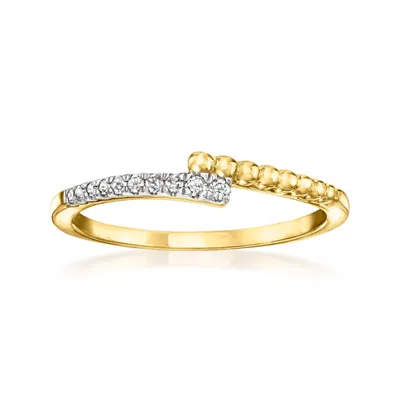 Ross-simons Diamond And 18kt Gold Over Sterling Beaded Bypass Ring In White