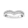 Ross-simons Diamond And Beaded 2-row Chevron Ring In Sterling Silver In White