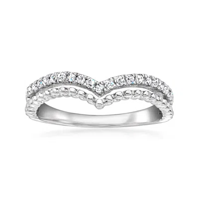 Ross-simons Diamond And Beaded 2-row Chevron Ring In Sterling Silver In White