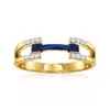Ross-simons Diamond And Blue Enamel Ring In 18kt Gold Over Sterling In White