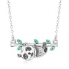 Ross-simons Diamond And Emerald Panda Necklace In Sterling Silver In Multi