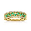 Ross-simons Diamond And . Emerald Ring In 14kt Yellow Gold In White