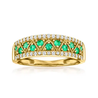 Ross-simons Diamond And . Emerald Ring In 14kt Yellow Gold In White