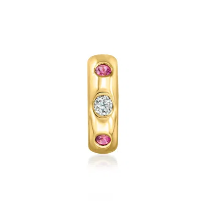 Ross-simons Diamond And . Rhodolite Garnet Rolling Charm In 18kt Gold Over Sterling