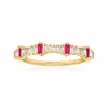 Ross-simons Diamond And . Ruby Stackable Ring In 14kt Yellow Gold In Red