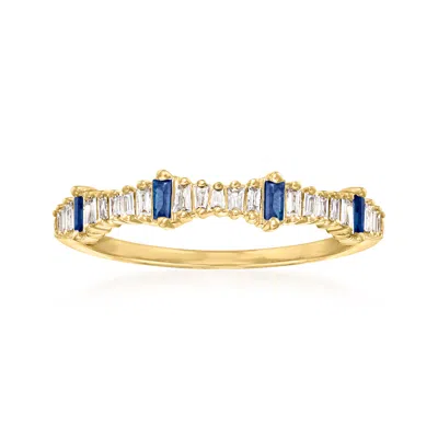 Ross-simons Diamond And . Sapphire Stackable Ring In 14kt Yellow Gold In Blue