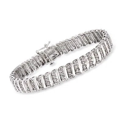 Ross-simons Diamond And Spacer Bar Bracelet In Sterling Silver In Multi