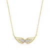 Ross-simons Diamond Angel Wings Necklace In 18kt Gold Over Sterling In Multi