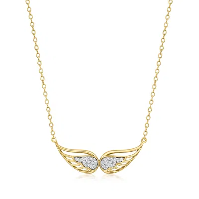 Ross-simons Diamond Angel Wings Necklace In 18kt Gold Over Sterling