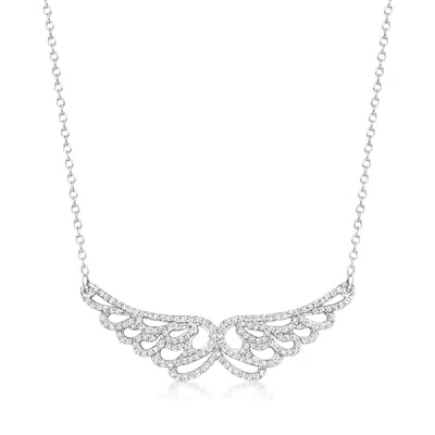 Ross-simons Diamond Angel Wings Necklace In Sterling Silver In Multi