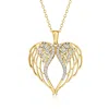 Ross-simons Diamond Angel Wings Pendant Necklace In 18kt Gold Over Sterling In Multi