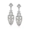 Ross-simons Diamond Art Deco-style Drop Earrings In Sterling Silver In White