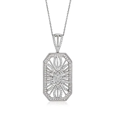 Ross-simons Diamond Art Deco-style Pendant Necklace In Sterling Silver In Metallic