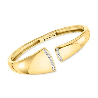 Ross-simons Diamond Asymmetrical Cuff Bracelet In 18kt Gold Over Sterling In Multi