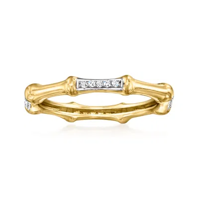 Ross-simons Diamond Bamboo-style Ring In 14kt Yellow Gold In White