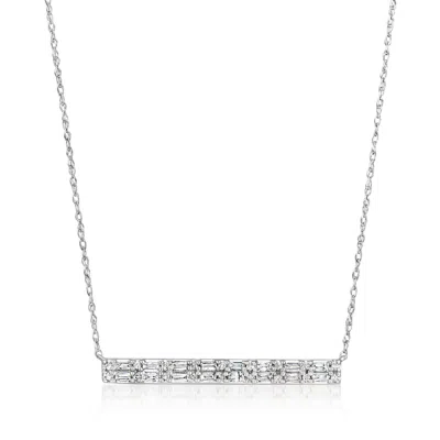 Ross-simons Diamond Bar Necklace In 14kt White Gold In Multi