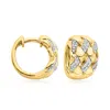 Ross-simons Diamond Basketweave Hoop Earrings In 18kt Gold Over Sterling In Multi