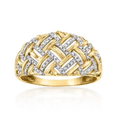 Ross-simons Diamond Basketweave Ring In 14kt Yellow Gold In White