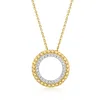 Ross-simons Diamond Beaded-edge Circle Pendant Necklace In 18kt Gold Over Sterling