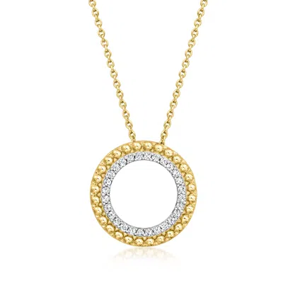 Ross-simons Diamond Beaded-edge Circle Pendant Necklace In 18kt Gold Over Sterling In Multi