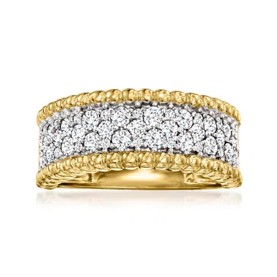 Ross-simons Diamond Beaded-edge Ring In 18kt Gold Over Sterling