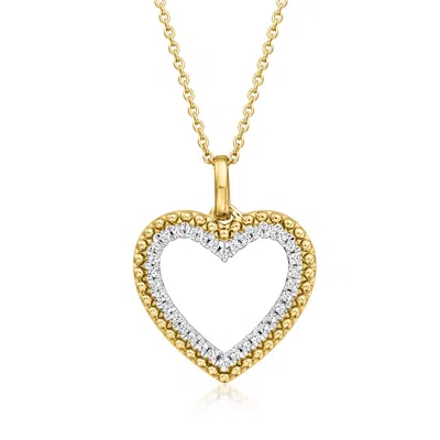 Ross-simons Diamond Beaded Heart Pendant Necklace In 18kt Gold Over Sterling In Multi