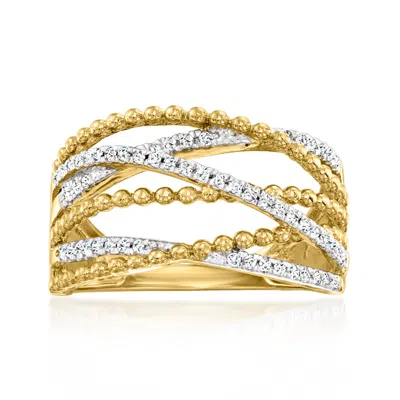 Ross-simons Diamond Beaded Highway Ring In 18kt Gold Over Sterling