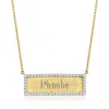 Ross-simons Diamond Border Personalized Bar Necklace In 18kt Gold Over Sterling