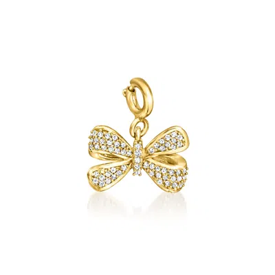 Ross-simons Diamond Bow Charm In 18kt Gold Over Sterling In Multi