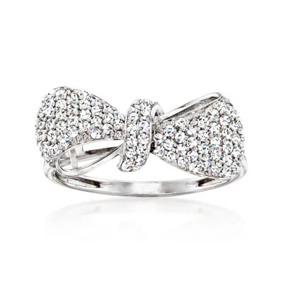 Ross-simons Diamond Bow Ring In 14kt White Gold In Silver