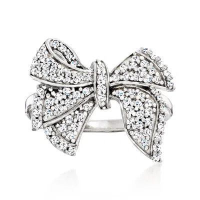 Ross-simons Diamond Bow Ring In Sterling Silver In White
