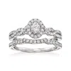 Ross-simons Diamond Bridal Set: Engagement And Wedding Rings In 14kt White Gold In Silver