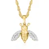 Ross-simons Diamond Bumblebee Adjustable Pendant Necklace In 18kt Gold Over Sterling In White