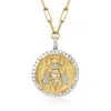 Ross-simons Diamond Bumblebee Medallion Paper Clip Link Necklace In 2-tone Sterling Silver In Multi