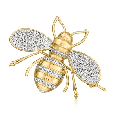 Ross-simons Diamond Bumblebee Pin In 18kt Gold Over Sterling