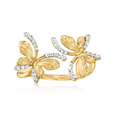 Ross-simons Diamond Butterfly Bypass Ring In 14kt Yellow Gold In White