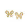 Ross-simons Diamond Butterfly Earrings In 14kt Yellow Gold In Multi