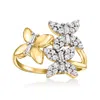 Ross-simons Diamond Butterfly Ring In 18kt Gold Over Sterling In White