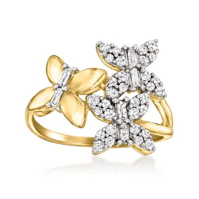 Ross-simons Diamond Butterfly Ring In 18kt Gold Over Sterling In White