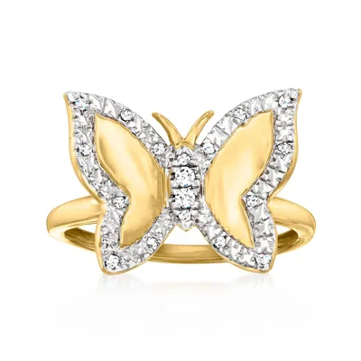 Ross-simons Diamond Butterfly Ring In 18kt Gold Over Sterling In White