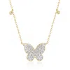 Ross-simons Diamond Butterfly Station Necklace In 14kt Yellow Gold