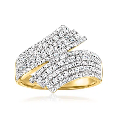 Ross-simons Diamond Bypass Ring In 14kt Yellow Gold In Gray