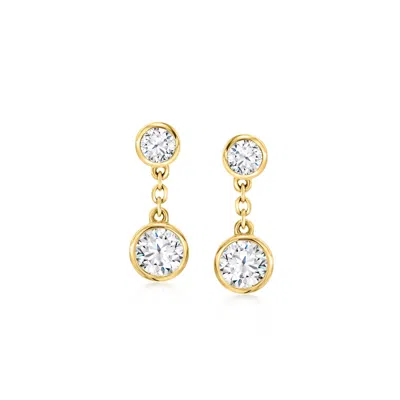 ROSS-SIMONS DIAMOND CABLE-LINK DROP EARRINGS IN 14KT YELLOW GOLD
