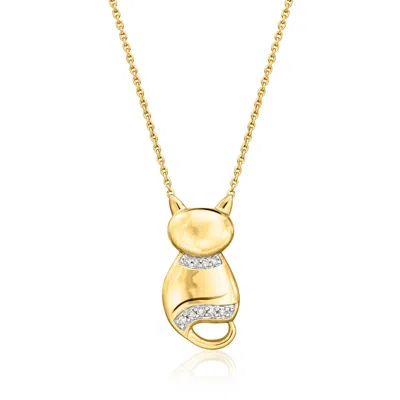 Ross-simons Diamond Cat Necklace In 18kt Gold Over Sterling